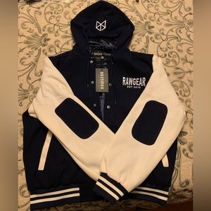 RAWGEAR Hooded Navy Varsity Jacket Size Medium